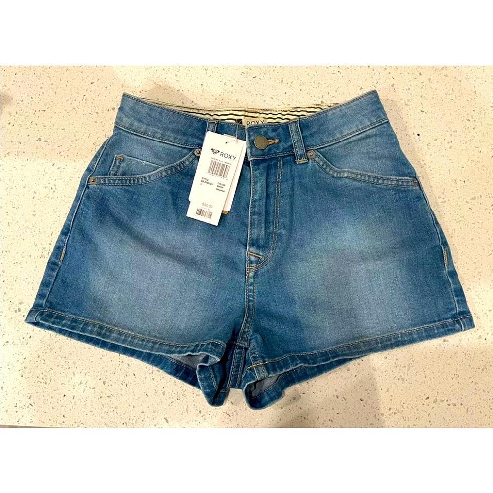 New With Tags Roxy Jean Shorts Womens Size 25 Cominio Blue Lagoon